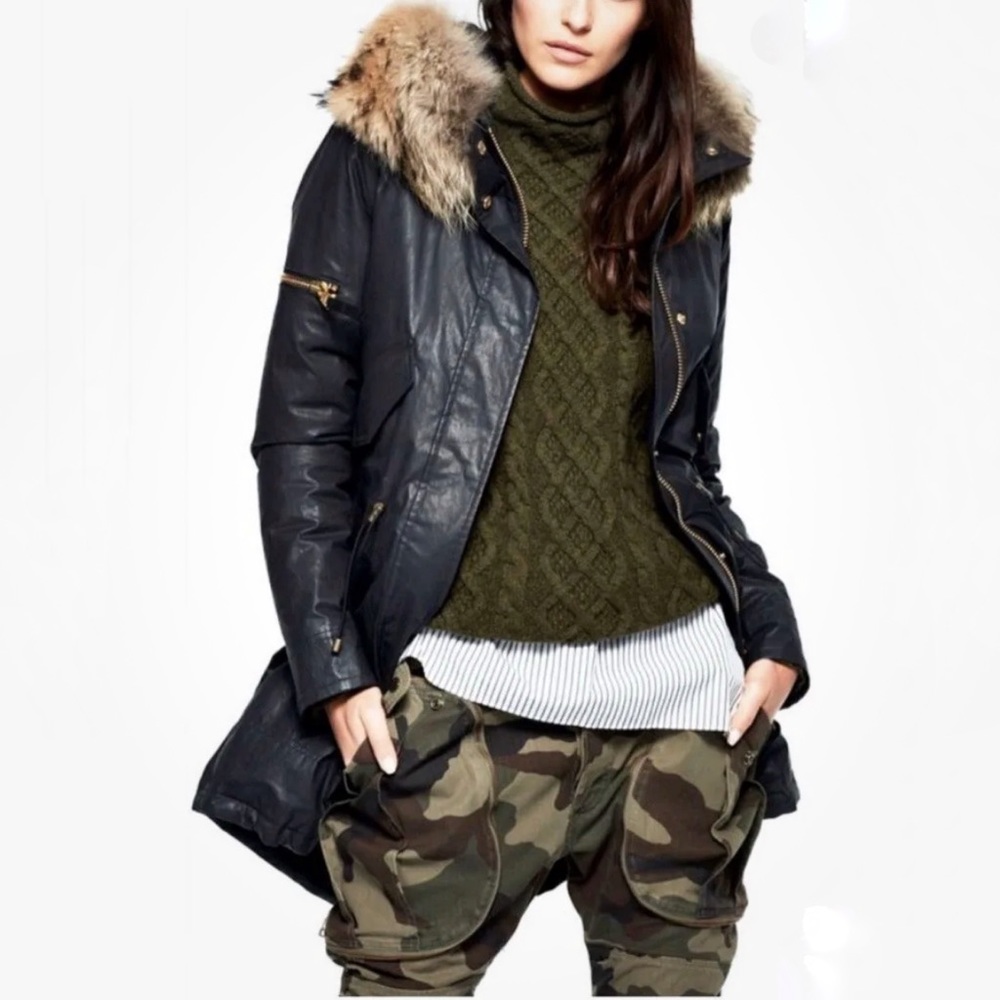 SAM. Black Puffer Jacket with Fur Trim - Picture 4 of 16